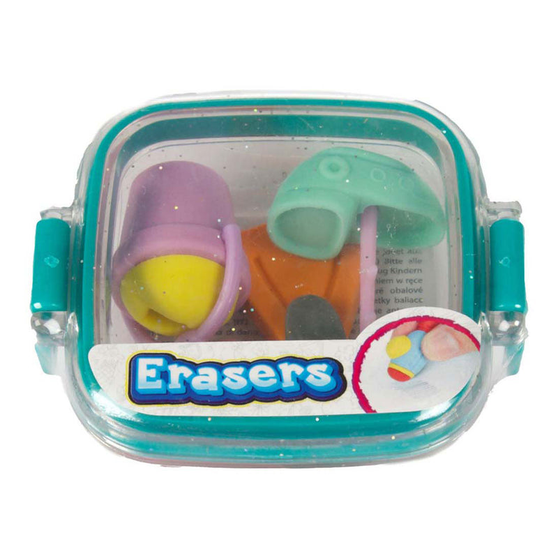 Mini set di gomme da cancellare Toi-Toys in scatola glitterata - per la casa. 5 pezzi