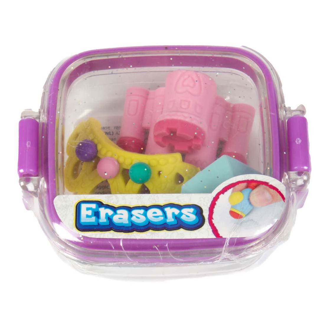 Toi-toys mini set de gomas de borrar en caja con purpurina - castillo princesa
