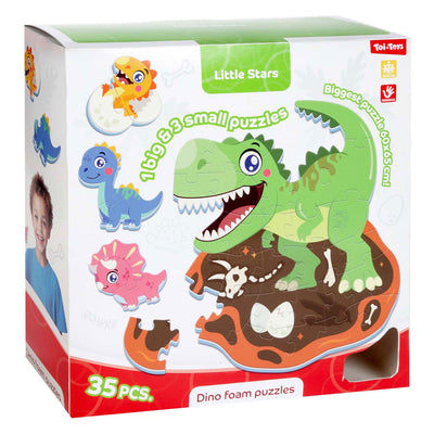 Toi-toys Little Stars Foam Floor Puzzle Dino, 36st.