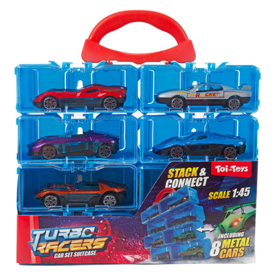 Toi-toys caja de almacenamiento turbo racers que incluye 8 coches de metal - 1:45