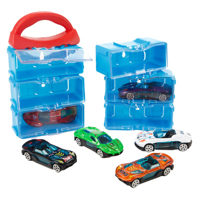 Toi-toys caja de almacenamiento turbo racers que incluye 8 coches de metal - 1:45