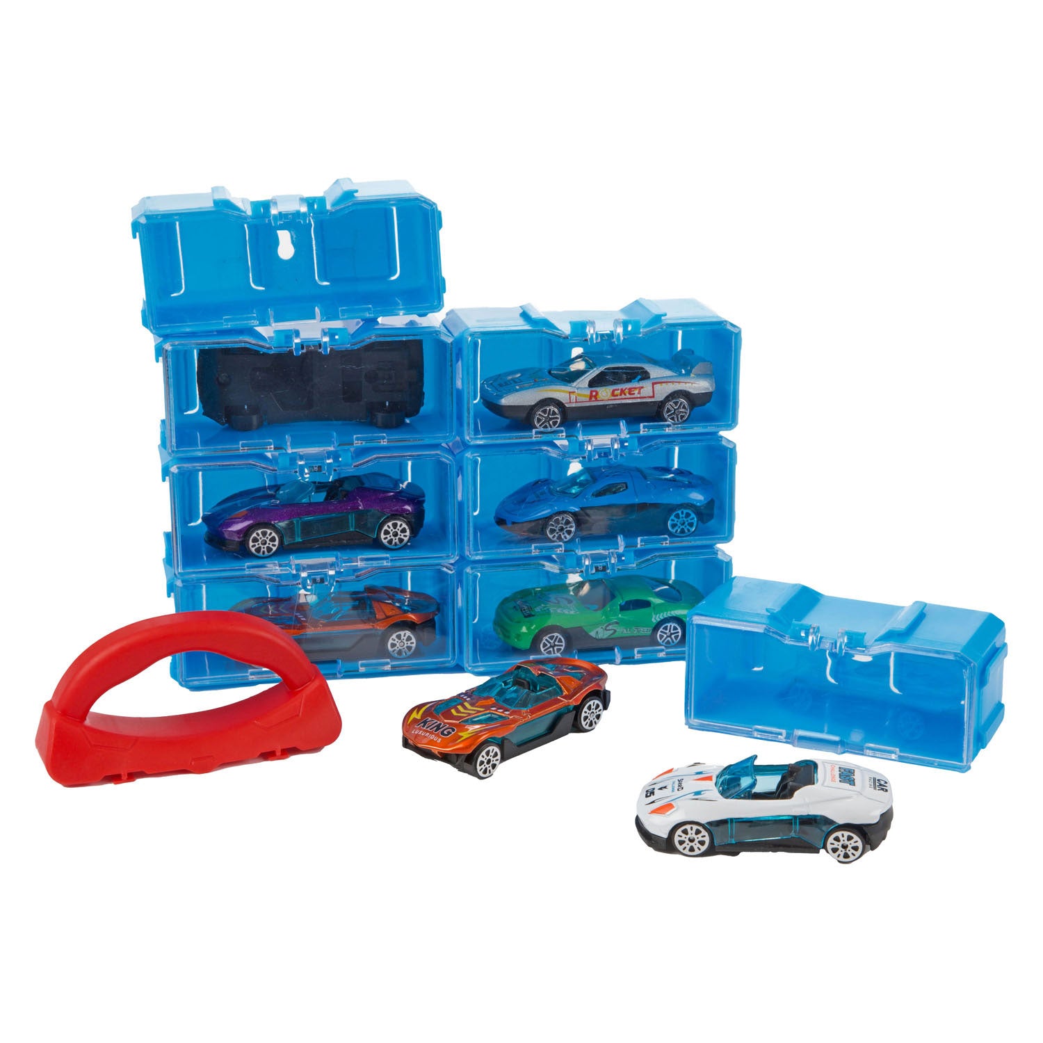Custodia Toi-Toys Turbo Racer con 8 macchinine in metallo - 1:45
