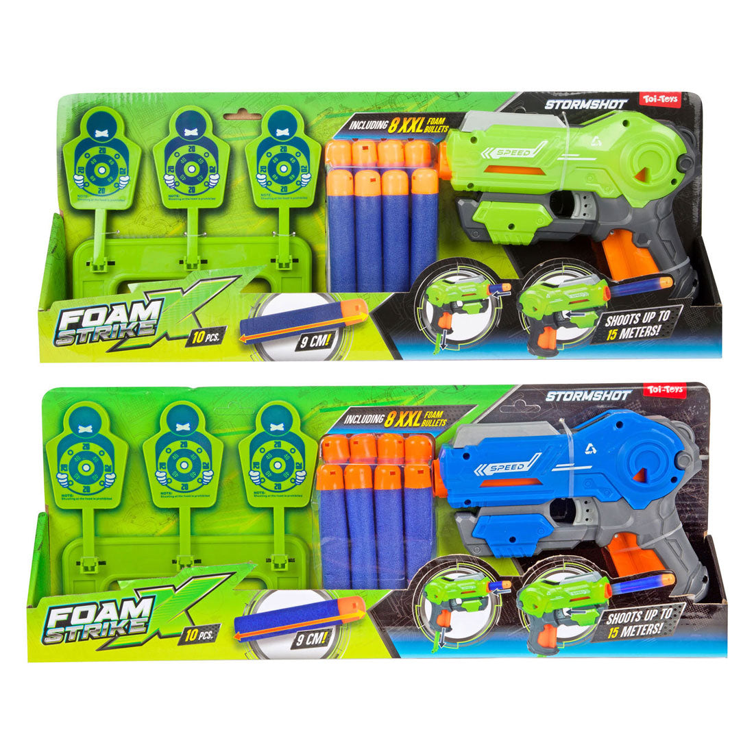Pistola strikex de espuma Toi-toys con flechas de espuma xl y objetivo - 10 piezas.