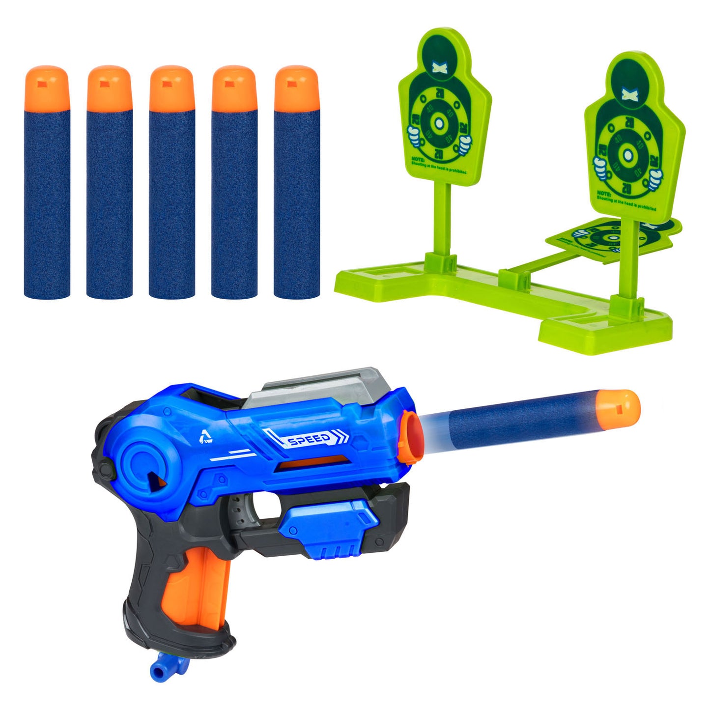 Pistola strikex de espuma Toi-toys con flechas de espuma xl y objetivo - 10 piezas.