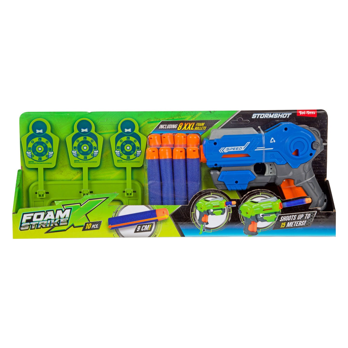 Pistola strikex de espuma Toi-toys con flechas de espuma xl y objetivo - 10 piezas.