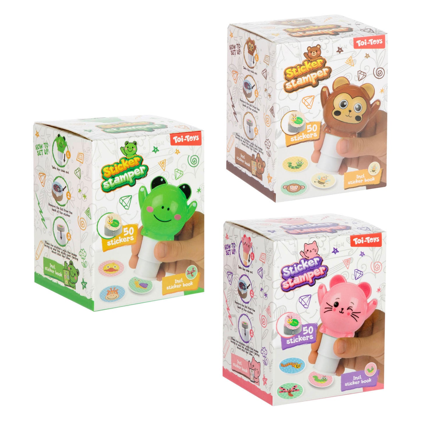 Toi-toys stickermachine dier met stickerboekje - 50 stickers