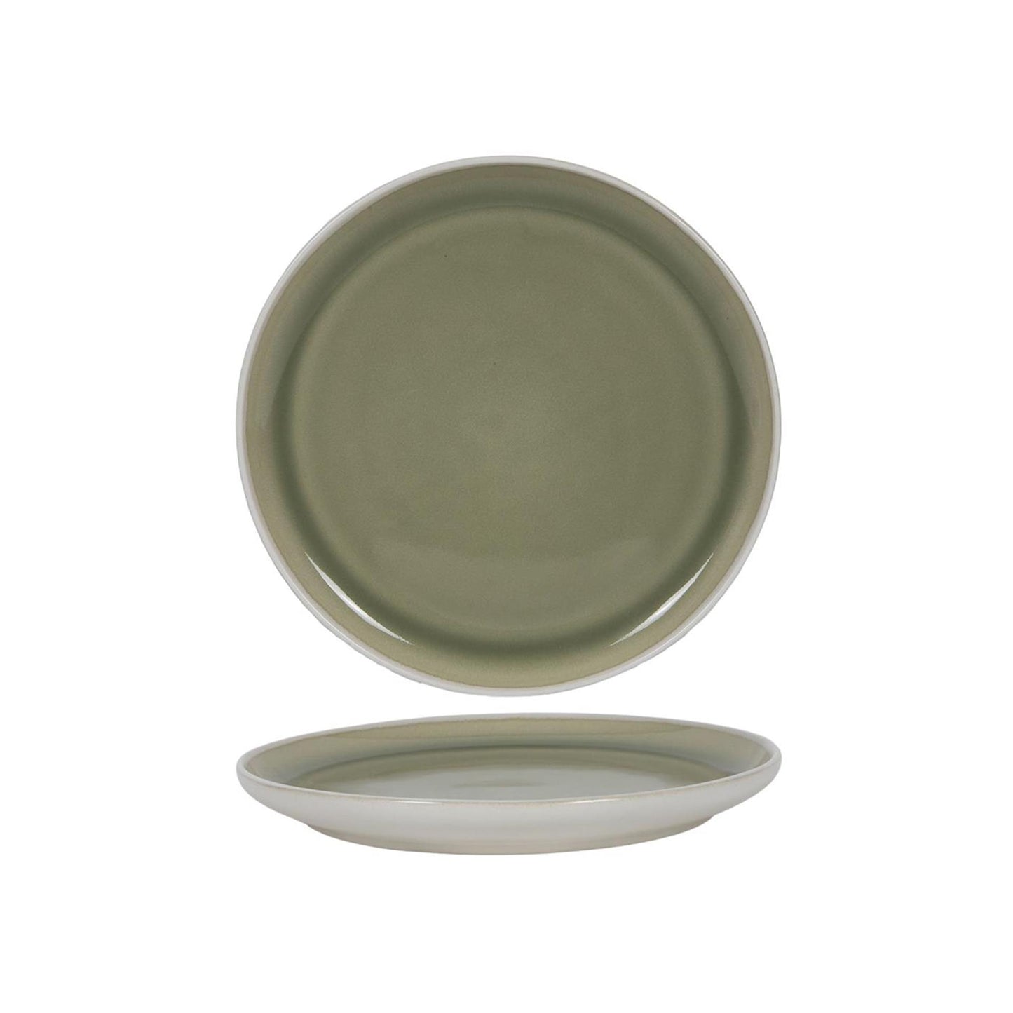 Piatto piano bianco opaco verde ø27cm 6 pezzi