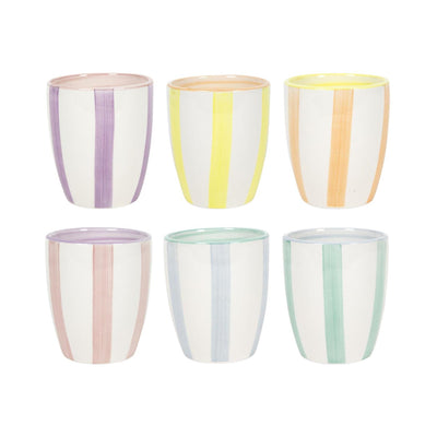 Taza de café rayas pastel caja de 6 180ml