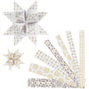 Strisce per intrecciare carta Vivi gade, l: 44+78 cm, d 6,5+11,5 cm, l: 15+25 mm, oro, bianco, 48 strisce 1 scatola