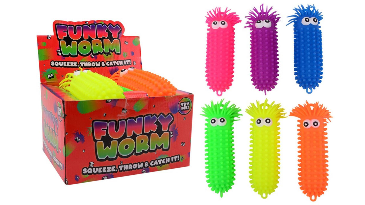 Johntoy Fluffy Worm grande con ojos, 28 cm