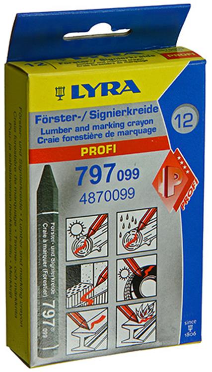 Lyra 1004744 - gesso per marcare 12pz ø12x120mm nero | 4 pezzi