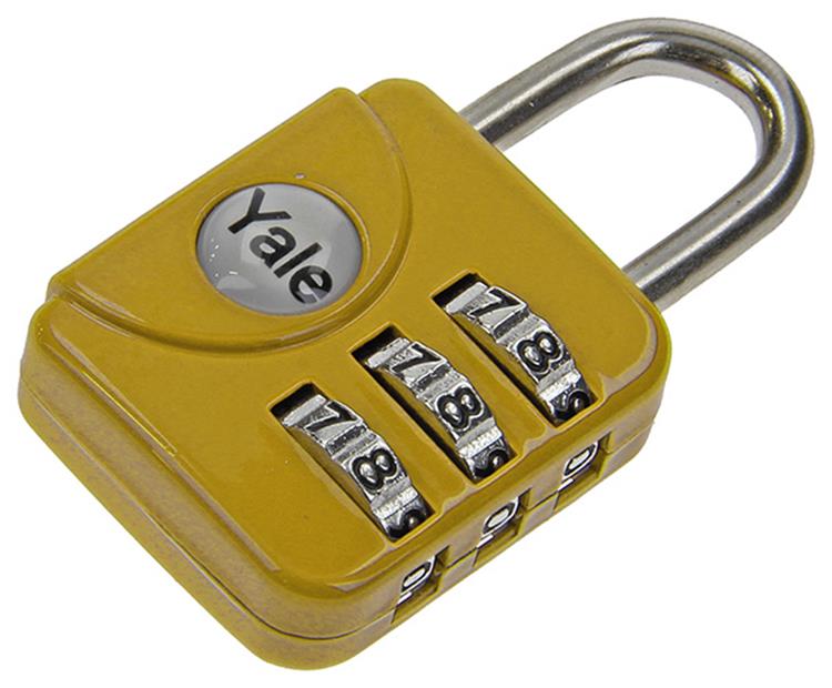 Yale 1018568 - lucchetto con combinazione per valigie giallo yp1 28 121 1a 28mm | 5 pezzi