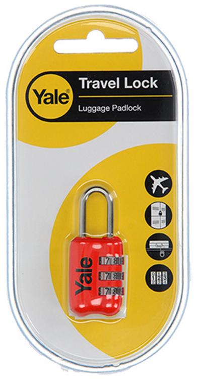 Yale 1018570 - lucchetto con combinazione per valigie rosso yp2 23 128 1r 23mm | 5 pezzi