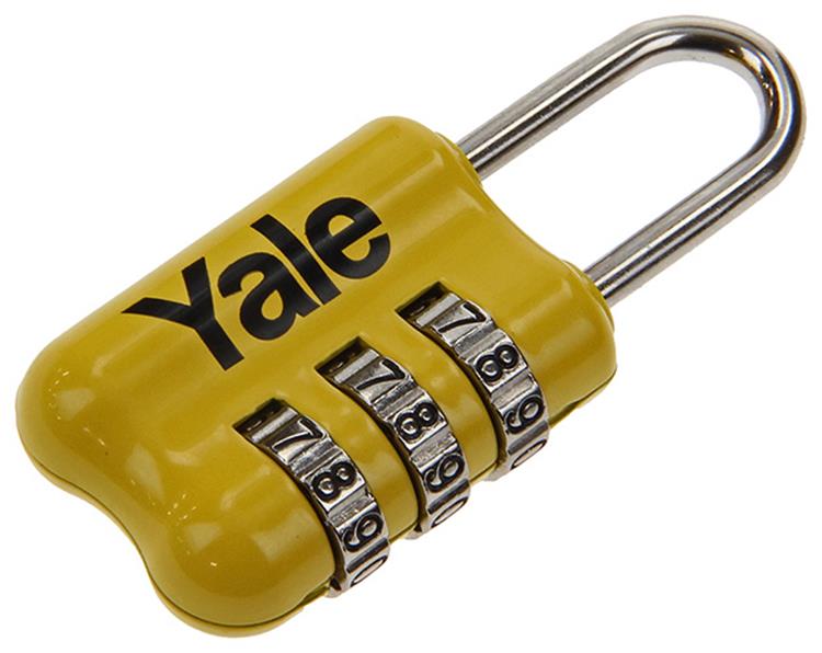 Yale 1018571 - lucchetto con combinazione per valigie giallo yp2 23 128 1a 23mm | 5 pezzi