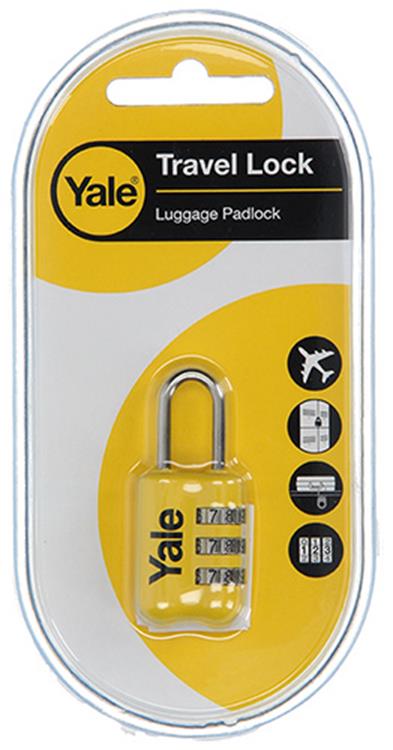 Yale 1018571 - lucchetto con combinazione per valigie giallo yp2 23 128 1a 23mm | 5 pezzi
