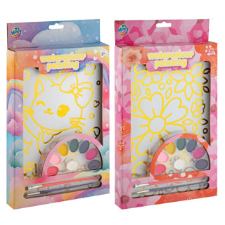 Waterverf set gold art a4 inclusief 2 kwasten en verf 2 assorti | 4 stuks