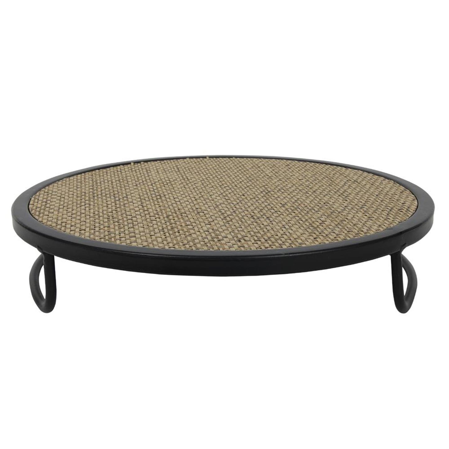 Vassoio da presentazione Cozydecor ø25x5cm in metallo con tessuto