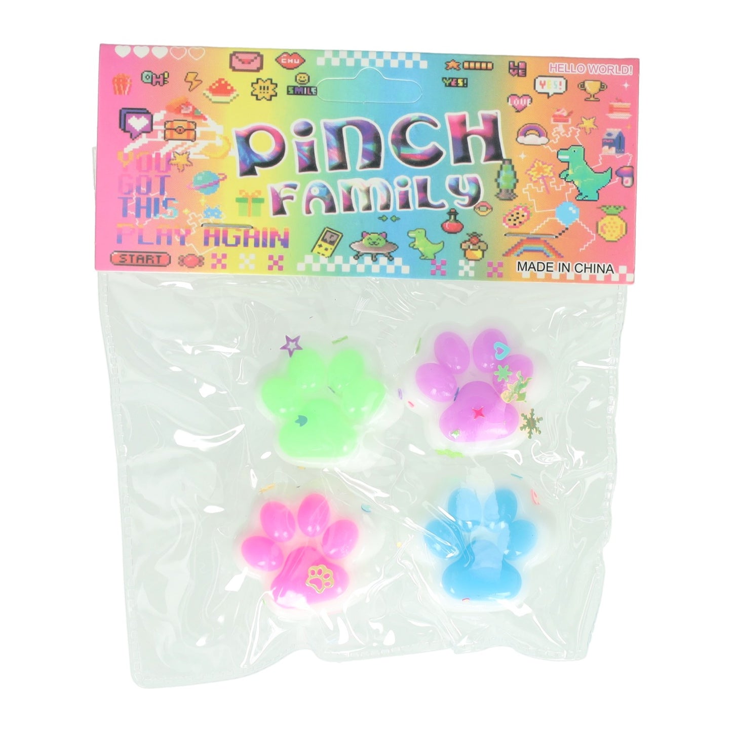 Jono toys pinch family - squishy con pata de animal - 4 unidades