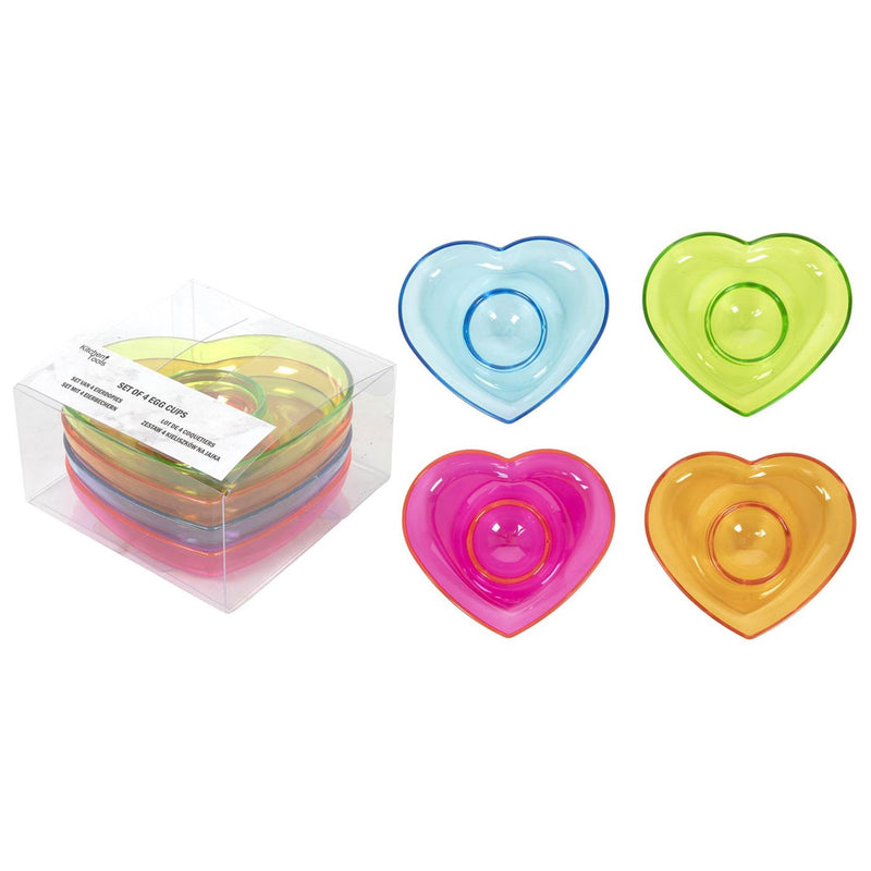 Huevera corazón plástico set de 4 piezas