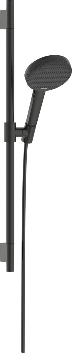 Hansgrohe raindancealive select s - set de ducha - ahorro de agua ecosmart - control de botón selecto - tamaño 125 mm - 3 funciones de chorro - cromo negro cepillado