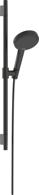 Hansgrohe raindancealive select s - set de ducha - ahorro de agua ecosmart - control de botón selecto - tamaño 125 mm - 3 funciones de chorro - cromo negro cepillado