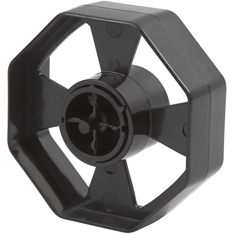 Plakbandhouder wiel, d 7,5 cm, b: 25 mm, zwart, 1 stuk