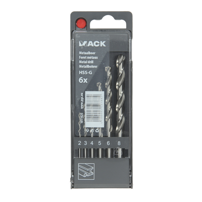 Mack 1011625 - punta per metallo hss g din 338 set 6 pezzi 2-8mm | 5 pezzi