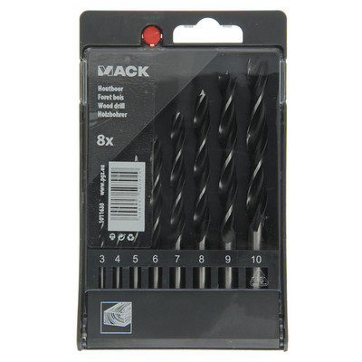 Mack 1011630 - trapano per legno + set di punte di centraggio 8 pezzi 3-10mm | 5 pezzi