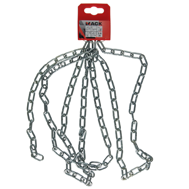 Mack 1004995 - eslabón de cadena corto din5685-2ø 3mm l 16mm 2m ancho 40 kg | 5 piezas