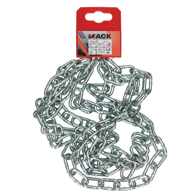 Mack 1004996 - eslabón de cadena corto din5685-2ø 4mm l 19mm 2m ancho 80 kg | 5 piezas