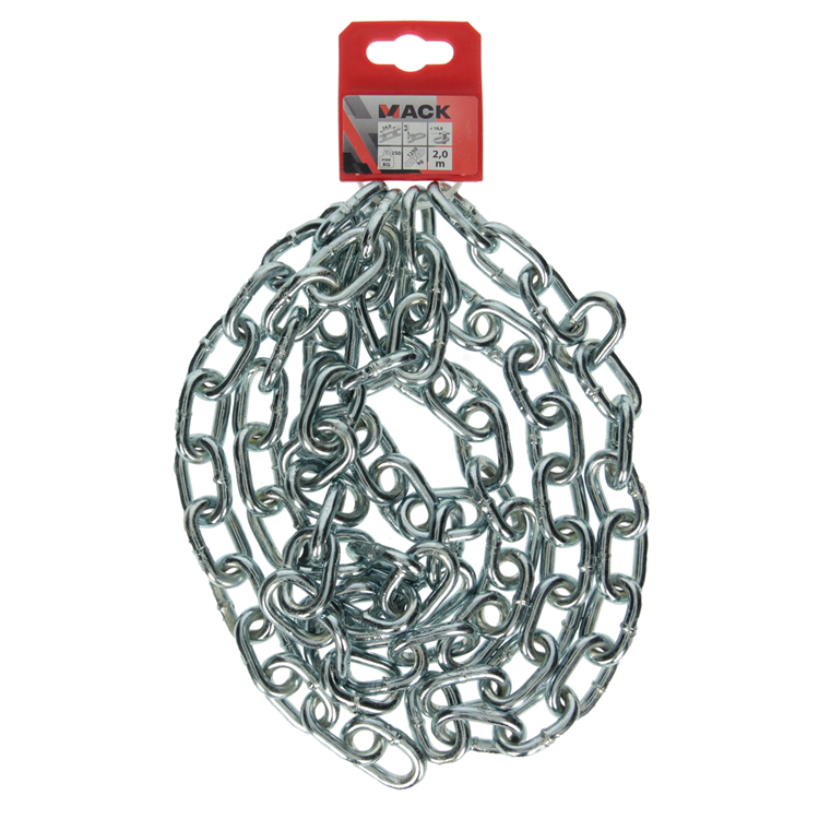 Mack 1004998 - eslabón de cadena corto din5685-2ø 6mm l 24mm 2m ancho 160 kg | 5 piezas