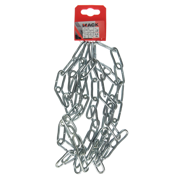 Mack 1005000 - eslabón de cadena largo din5685-1ø 4mm l 32mm 2m ancho 80 kg | 5 piezas