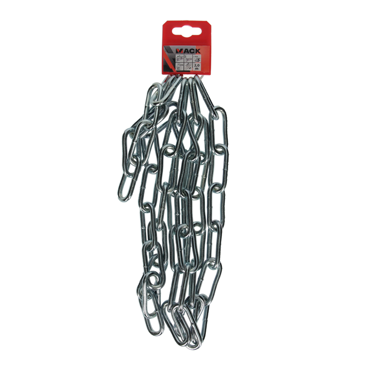 Mack 1005002 - eslabón de cadena largo din5685-1ø 6mm l 42mm 2m ancho 160 kg | 5 piezas