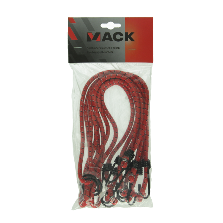 Mack 1006829 - correa elástica 8 ganchos roja | 5 piezas
