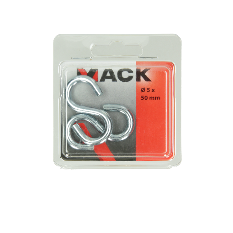 Mack 1006853 - 2 ganchos en S abiertos galvanizados bl 5.0x45mm | 5 piezas