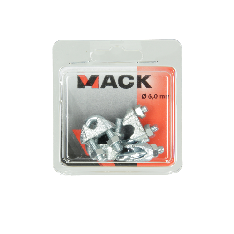 Mack 1006866 - 4 abrazaderas de alambre de acero crosby galvanizado 6mm bl | 5 piezas