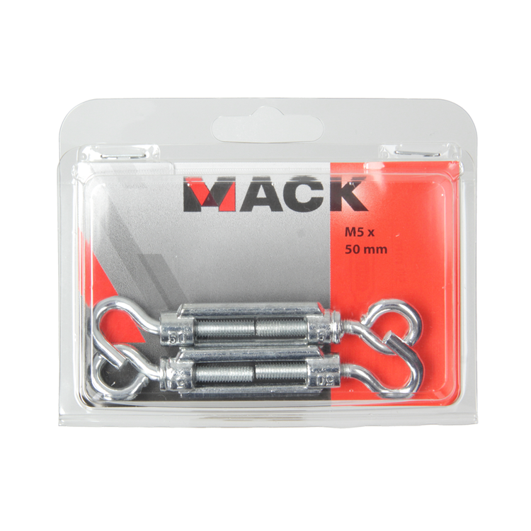 Mack 1006870 - 2 tensores: ojo + gancho galvanizado m5x50mm bl | 5 piezas