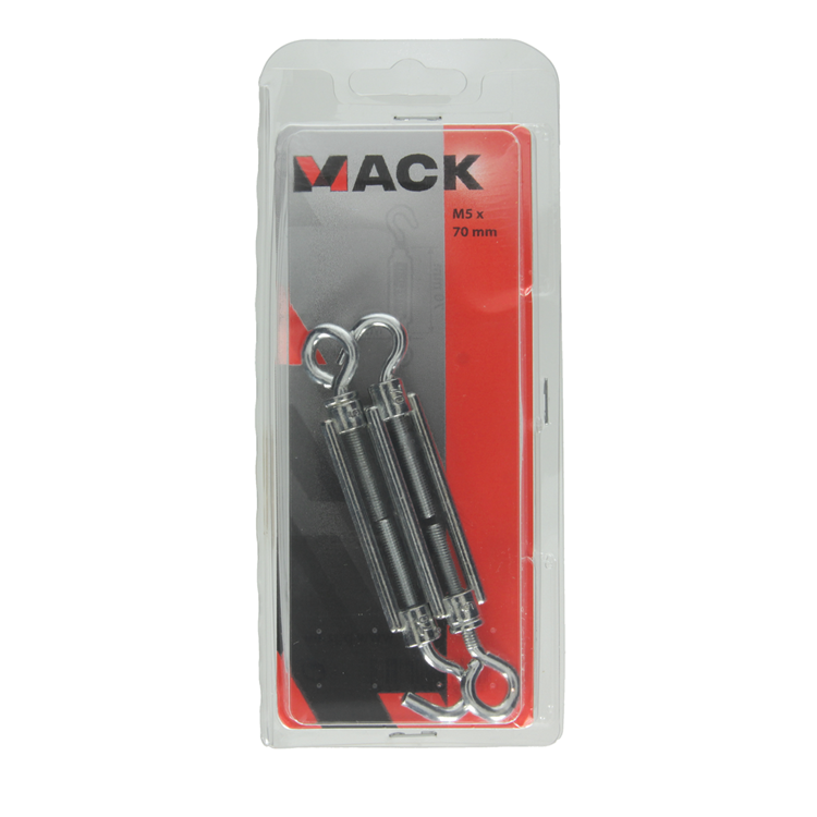 Mack 1006871 - 2 tensores: ojo + gancho galvanizado m5x70mm bl | 5 piezas