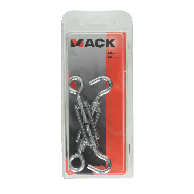 Mack 1006872 - 2 tensores: ojo + gancho galvanizado m6x60mm bl | 5 piezas