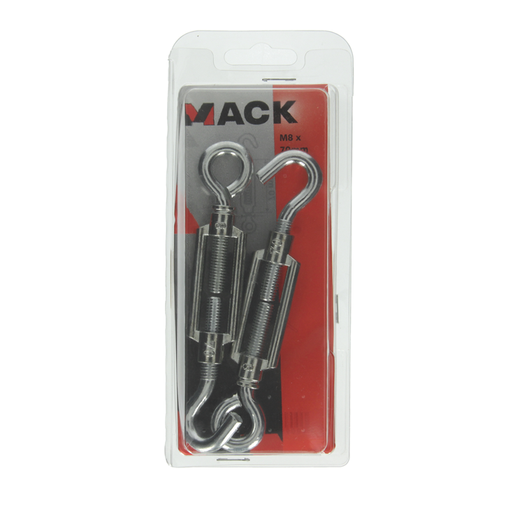 Mack 1006874 - 2 tensores: ojo + gancho galvanizado m8x70mm bl | 5 piezas
