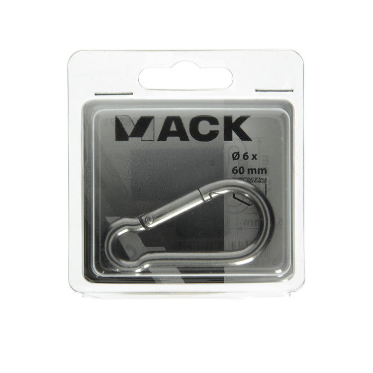 Mack 1006891 - 1 mosquetón + muelle acero inoxidable 60x6mm bl | 5 piezas