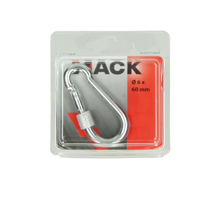 Mack 1006896 - 1 mosquetón + candado. galvanizado 6mm azul | 5 piezas