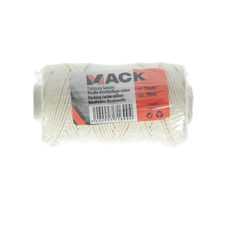 Mack 1006913 - cuerda de embalaje algodón crudo 1mm aprox. 90m | 10 piezas