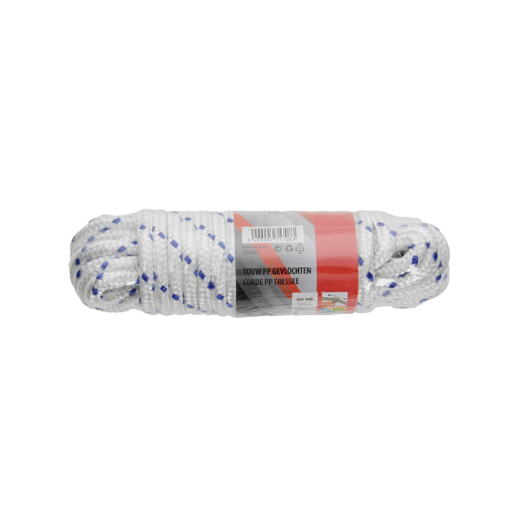 Mack 1006922 - pp trenzado blanco hilo azul 8mm 10m | 5 piezas
