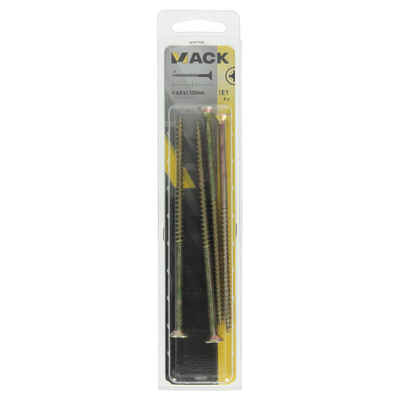 Mack 1006975 - vite per truciolare con testa zincata gialla 4pz 6 x 130mm | 5 pezzi