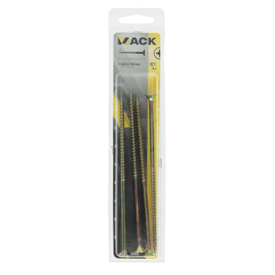 Mack 1006976 - vite per truciolare con testa zincata gialla 4pz 6 x 140mm | 5 pezzi