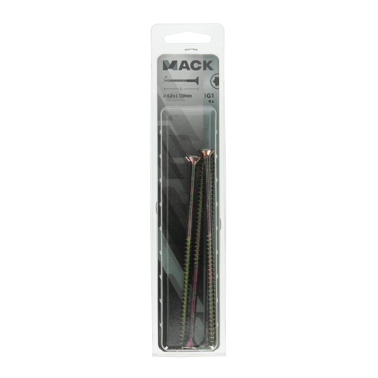 Mack 1006981 - chip plsrf. vzkop-selfb amarillo galvanizado 4 piezas 6 x 130 mm | 5 piezas
