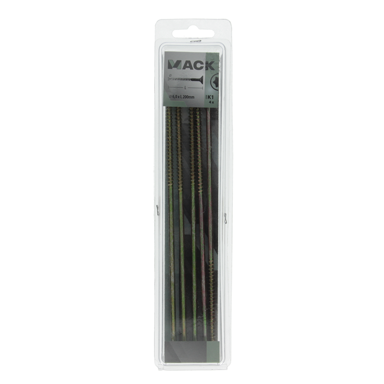 Mack 1006985 - chip plsrf. vzkop-selfb amarillo galvanizado 4 piezas 6 x 200 mm | 5 piezas
