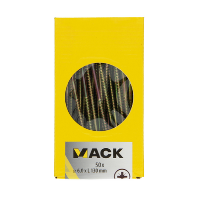 Mack 1006986 - vite per truciolare con testa zincata gialla 50pz 6 x 130mm | 3 pezzi