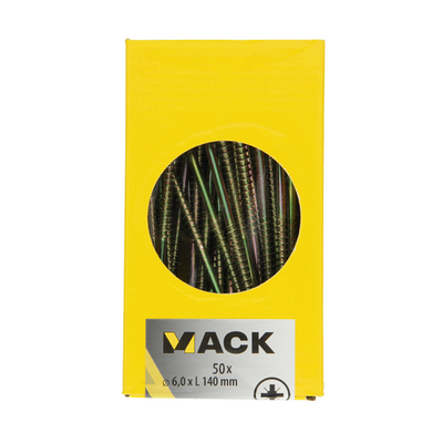 Mack 1006987 - vite per truciolare con testa zincata gialla 50pz 6 x 140mm | 3 pezzi